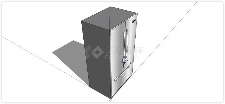 加宽不锈钢对开门抽屉冰箱su模型-图二