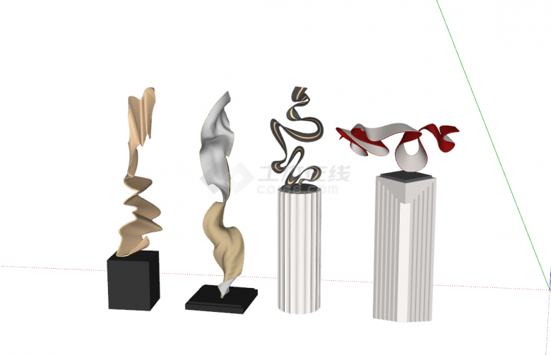 工艺品抽象雕塑装饰su模型-图二