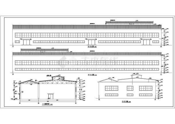 某地连跨厂房建筑设计图（共5张）-图一