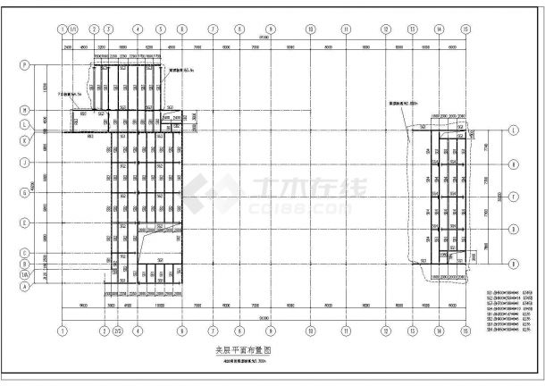 某双坡部分带夹层的钢结构汽车展厅施工图-图二