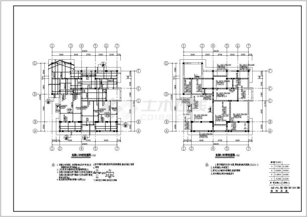 某4层高档别墅框架结构设计施工图-图二