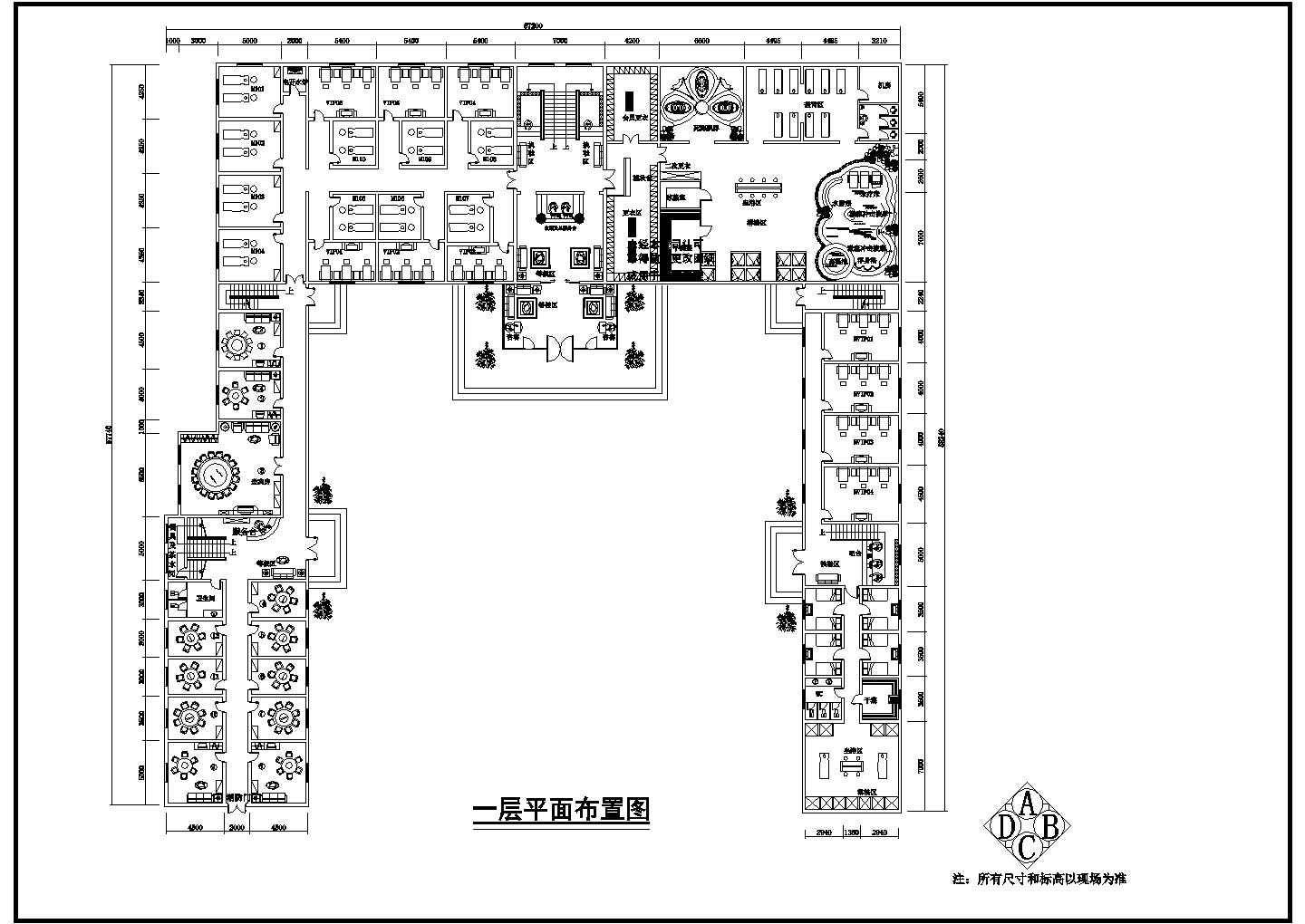 某地酒店洗浴中心建筑设计平面图（共2张）
