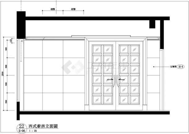 【某地】尖岗山北区a型别墅厨房建筑施工图-图二
