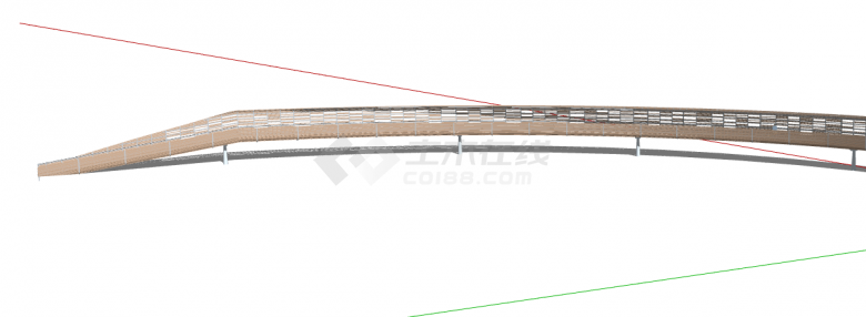 木制现代的景观桥 su模型-图一