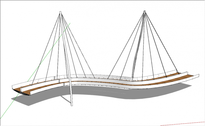 现代帆船造型景观桥su模型_图1