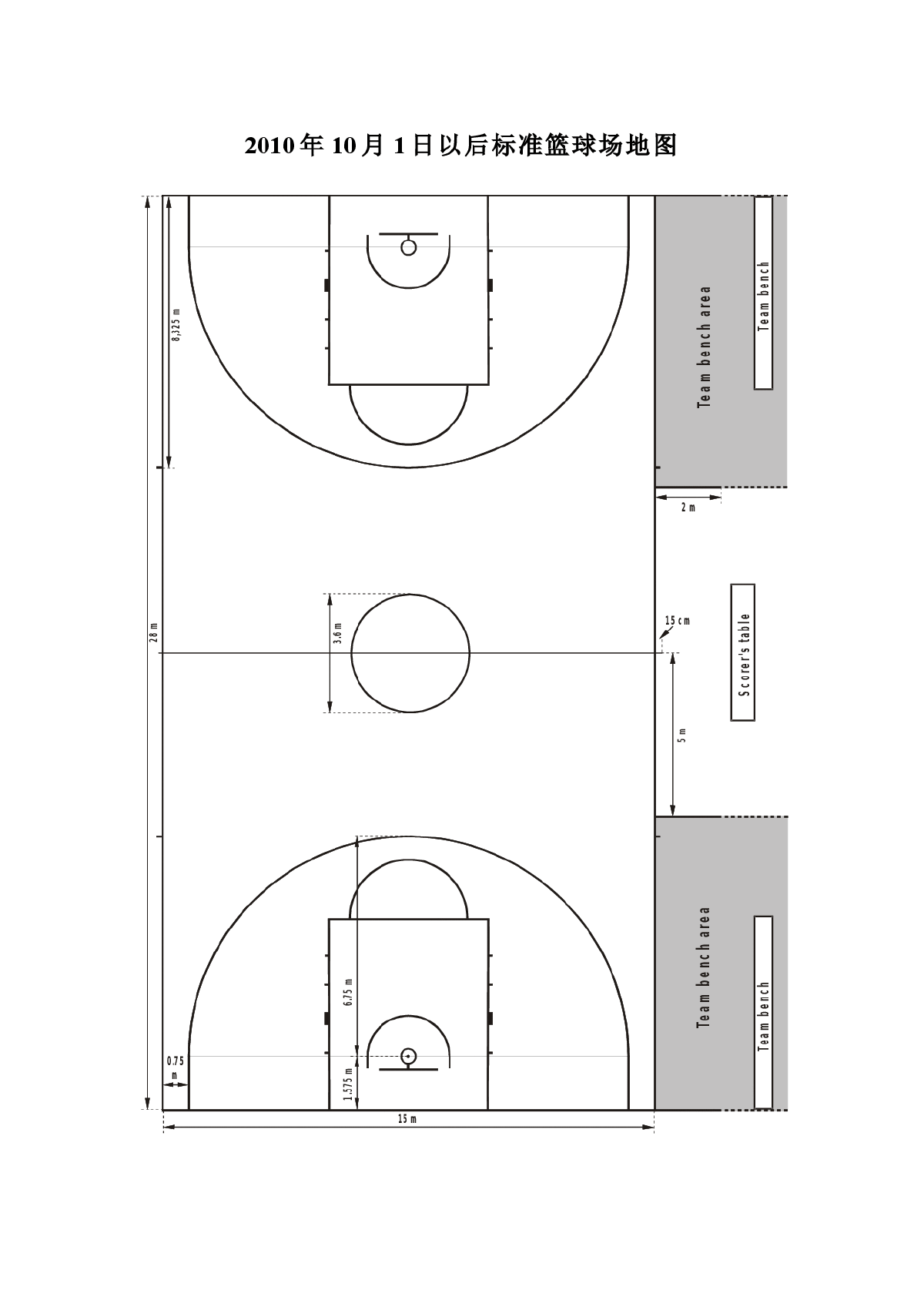 26米x14米篮球场平面图图片