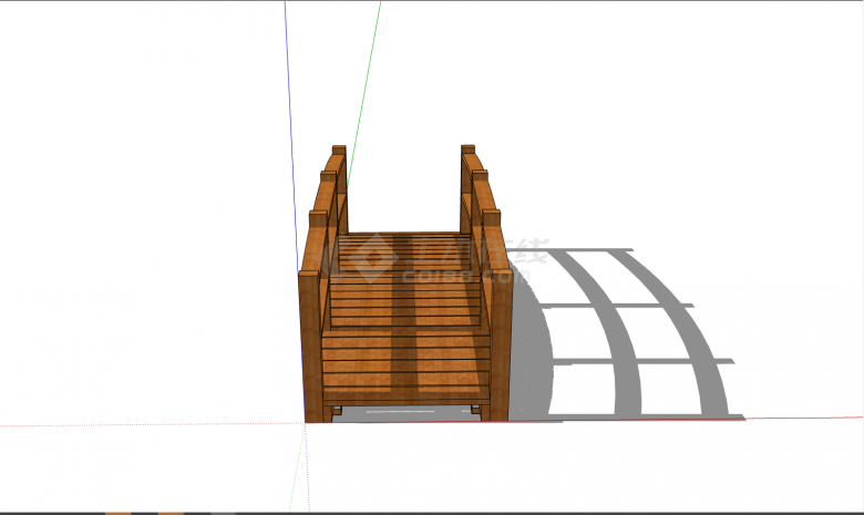 带围栏简约小型木桥su模型-图二