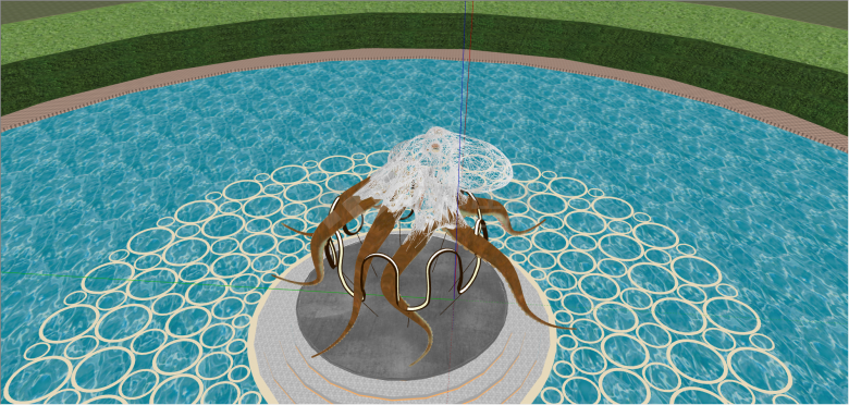 现代章鱼状水景雕塑 su模型-图二