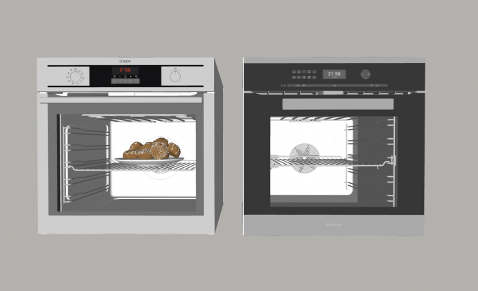 银色黑色热风烤箱厨房电器SU模型_图1