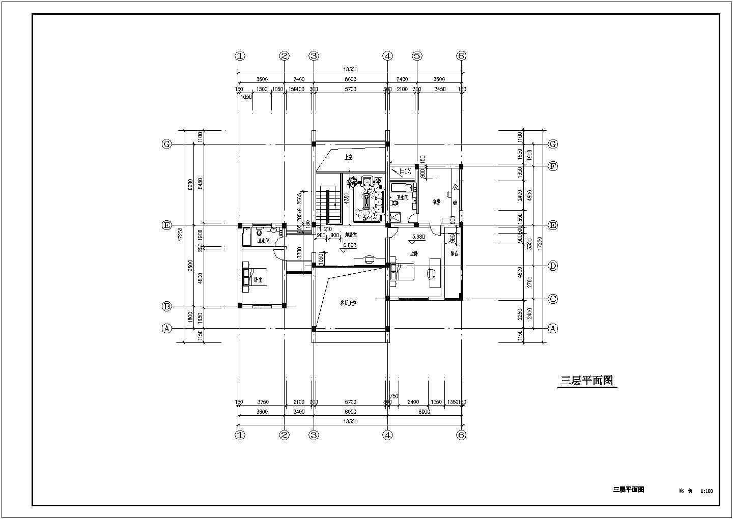 【泰州市】某商业区三层别墅初步设计图纸