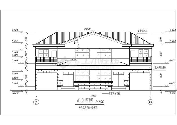 【郴州市】翠领山庄两层双拼别墅施工图-图一