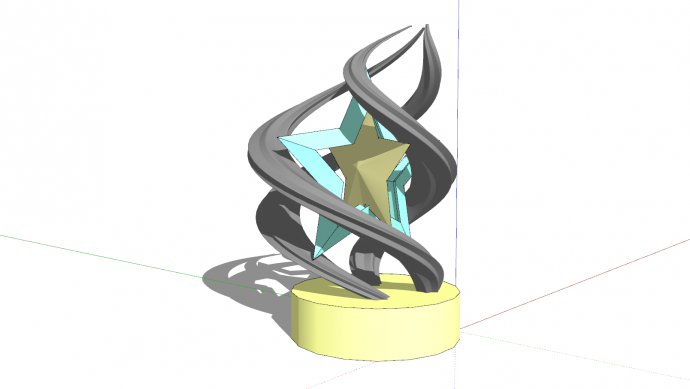 现代抽象雕塑五角星su模型_图1