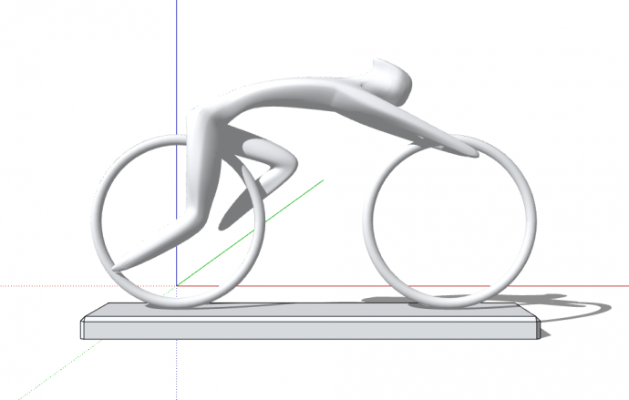 广场人行自行车雕塑su模型_图1