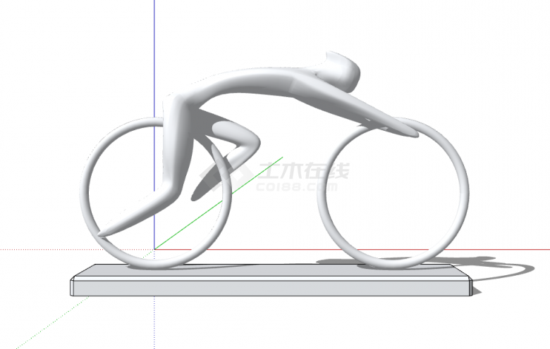 广场人行自行车雕塑su模型-图一