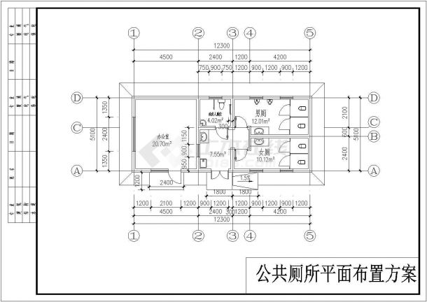 【北京】某公共厕所建筑方案设计图纸-图二