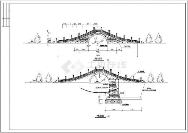 【青海】某古典石桥建筑设计施工图-图二