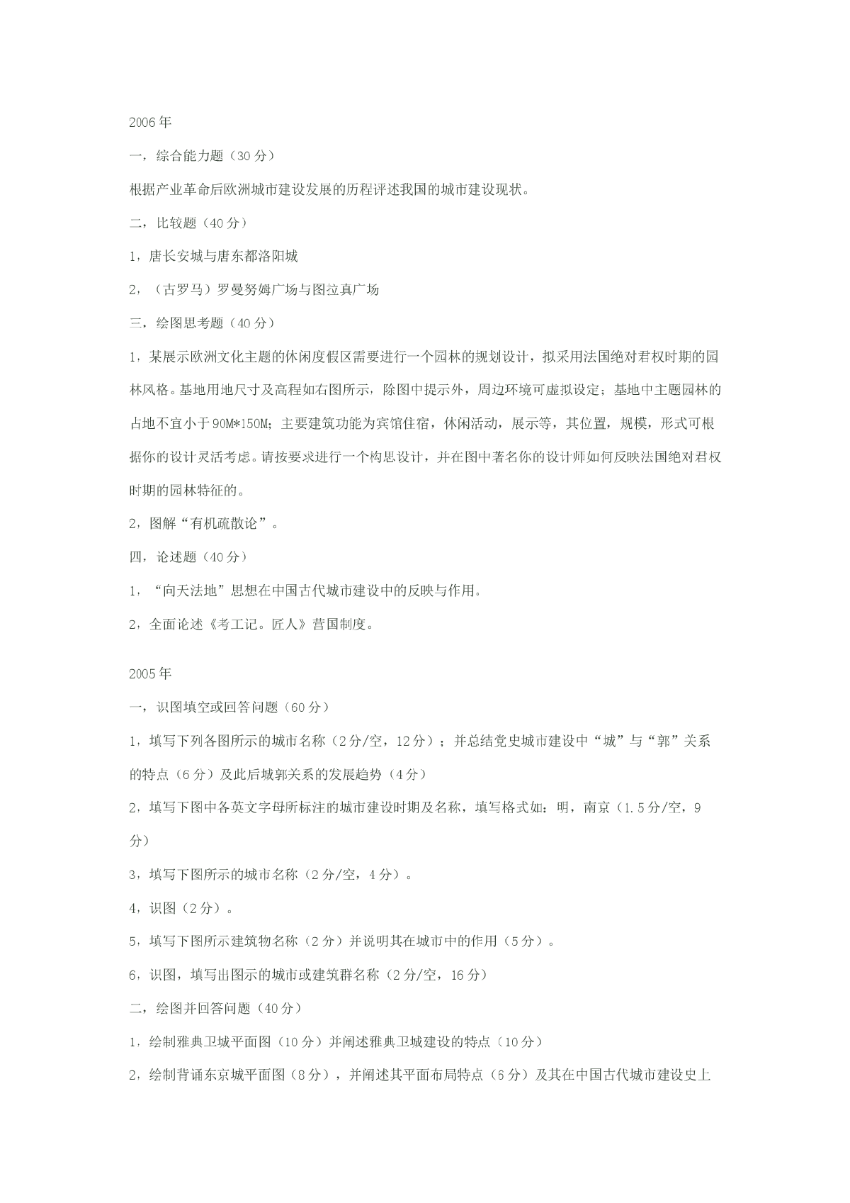 西安建筑科技大学城市建设史真题