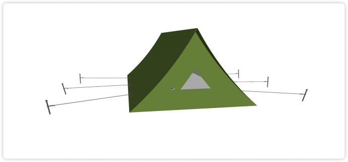 长条三角形绿色露营帐篷su模型_图1