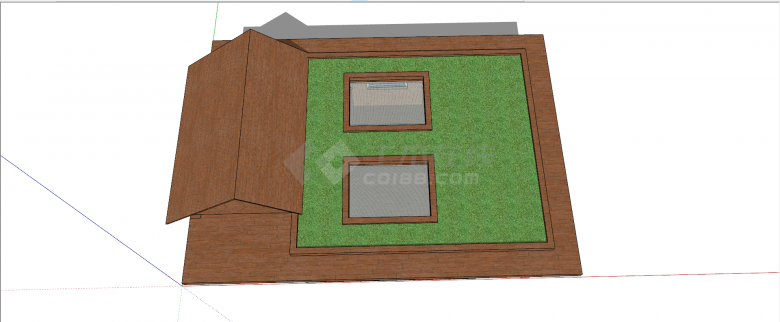 感应玻璃门纯木结构公共卫生间su模型-图二