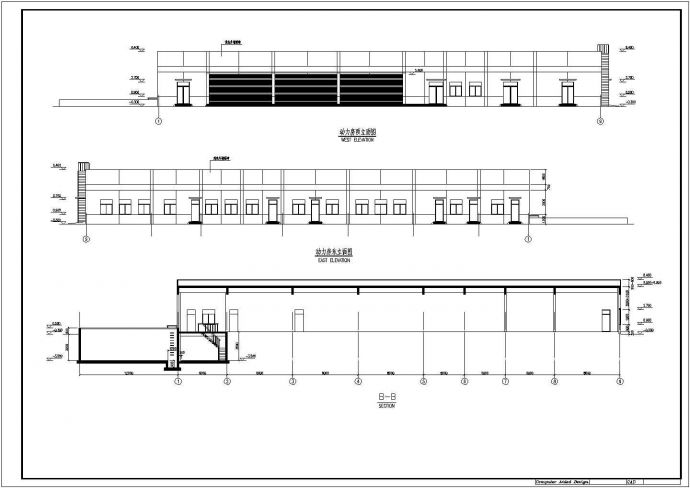 某机器厂单层动力房建筑设计图（长54米 宽15米）_图1