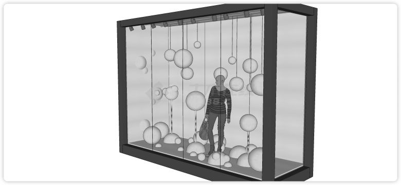 气泡球体装饰模特橱窗su模型-图二