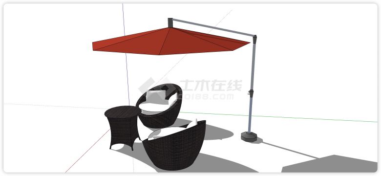 黑色编织靠背沙发室外桌椅su模型-图二
