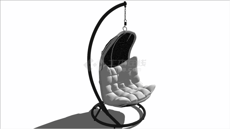 黑白色软垫秋千吊椅su模型-图二
