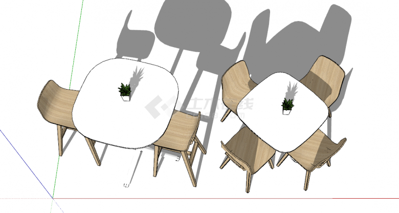 餐厅简约风格桌椅组合su模型-图二