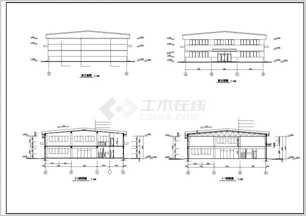 某一层半厂房建筑设计图（含结构全图）-图二