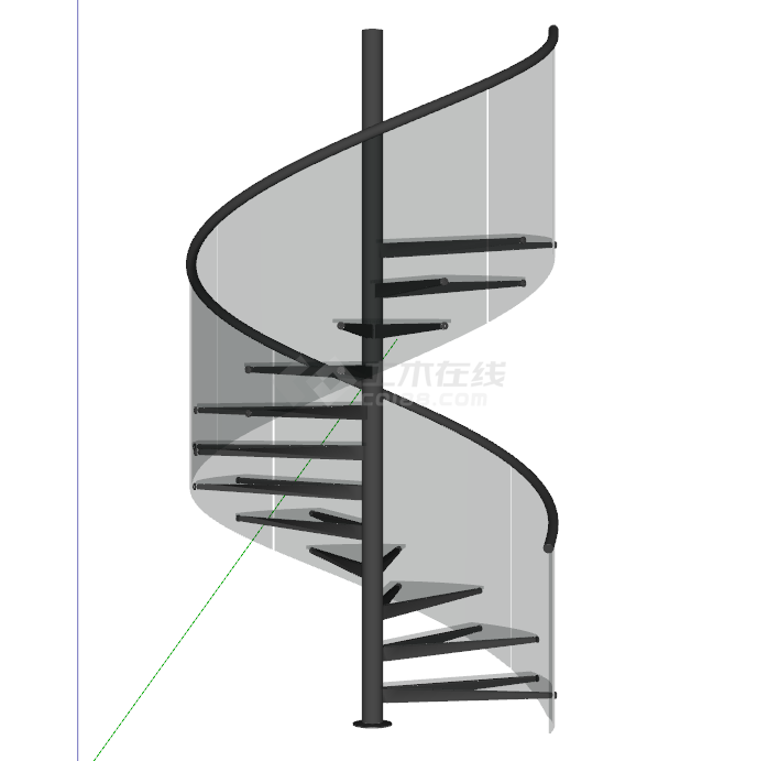 螺旋扶手现代风格楼梯 su模型-图一