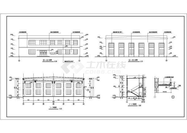 某二层厂房车间建筑设计图（长74.48米 宽30.44米）-图一