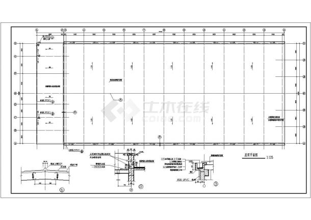 某二层厂房车间建筑设计图（长74.48米 宽30.44米）-图二