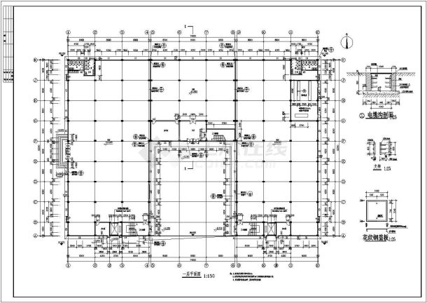 某四层厂房车间建筑设计图（长74.2米 宽52.2米）-图二