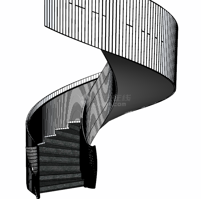 法式高端旋转上下楼楼梯 su模型-图二
