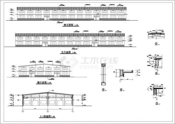一层厂区二个车间建筑设计图（长78.7和66米 宽36米某）-图一