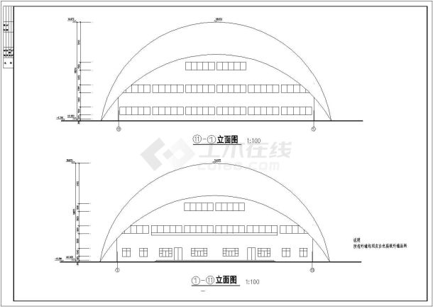 某地小型体育馆整套图纸（共8张）-图二