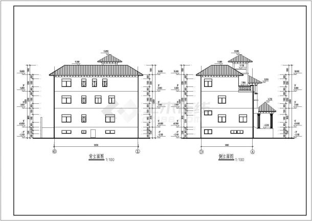 某三层小康型别墅建筑设计（长18.6米 宽14.1米）-图一