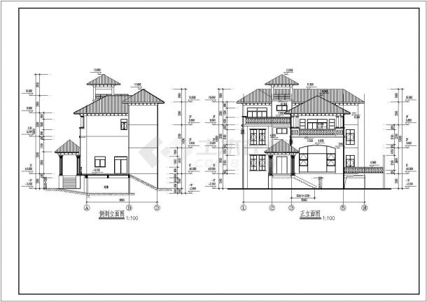 某三层小康型别墅建筑设计（长18.6米 宽14.1米）-图二