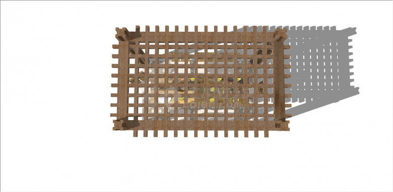 现代木制正方形中空遮蔽家具 su模型-图二