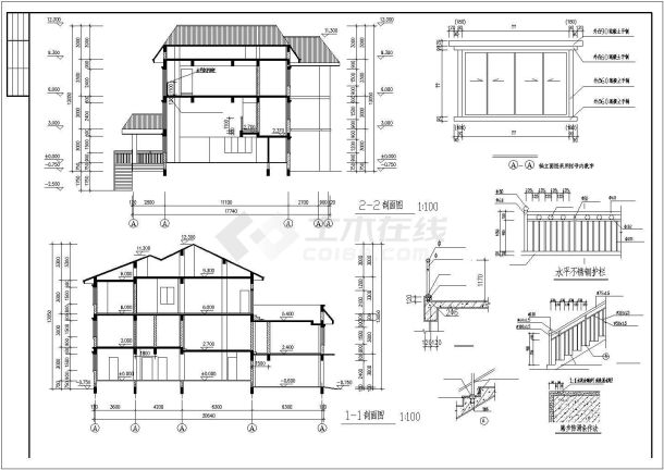 某三层阁楼别墅建筑设计图（长20.64米 宽17.74米）-图一