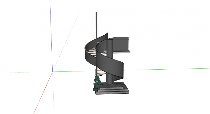 螺旋状的两侧带雕像的楼梯su模型_图1