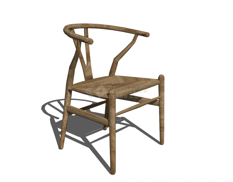 简易式原木传统单椅su模型-图一