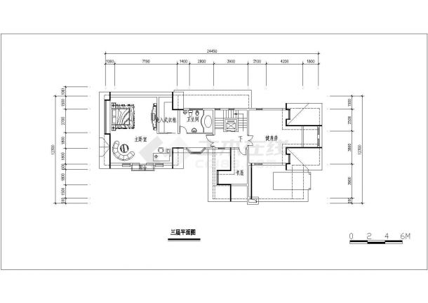 某三层别墅建筑设计图（长26.06米 宽12.76米）-图二