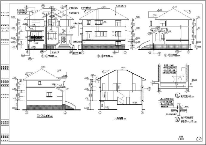 某306.73平米车库层及一二层别墅建筑设计图_图1