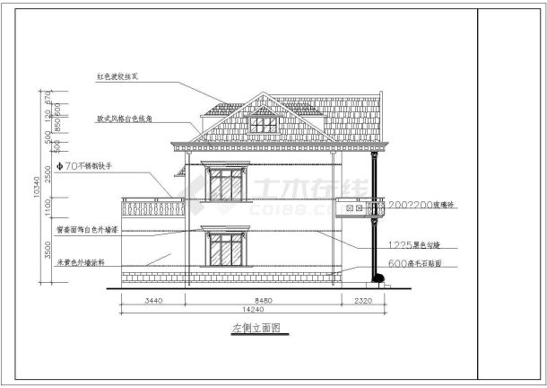 某二层别墅建筑设计（长12.72米 宽11.68米）-图二