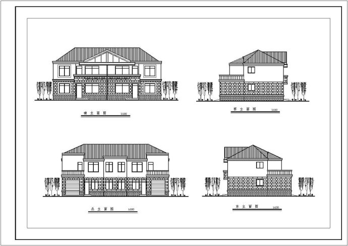 某二层别墅建筑设计图两种方案（长12米 宽9米）_图1
