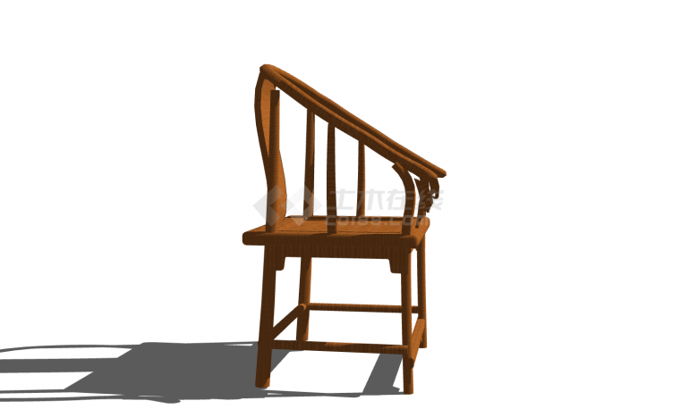 简约古朴造型原木色单椅su模型-图二
