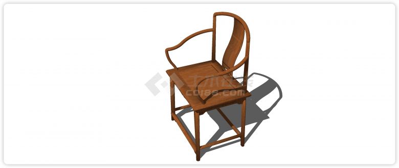 樱桃木羊角雕花单椅su模型-图二