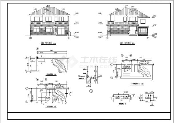 某二层阁楼别墅建筑设计图（长14.2米 宽12.9米）-图一
