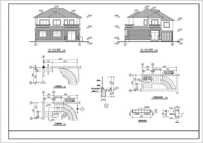 某二层阁楼别墅建筑设计图（长14.2米 宽12.9米）_图1
